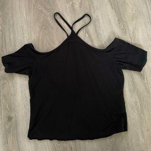 Black cut out shoulder tee